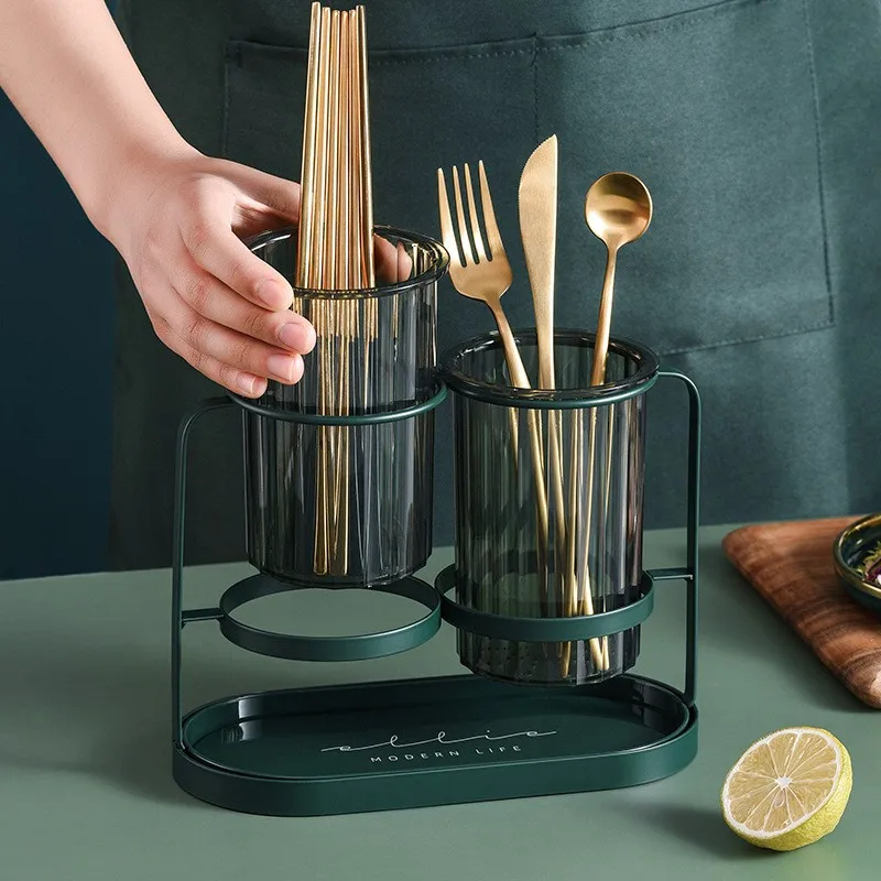 Vajilla de cocina de lujo ligera, estante para cubiertos, soporte para palillos, escurridor para el hogar, restaurante europeo-2