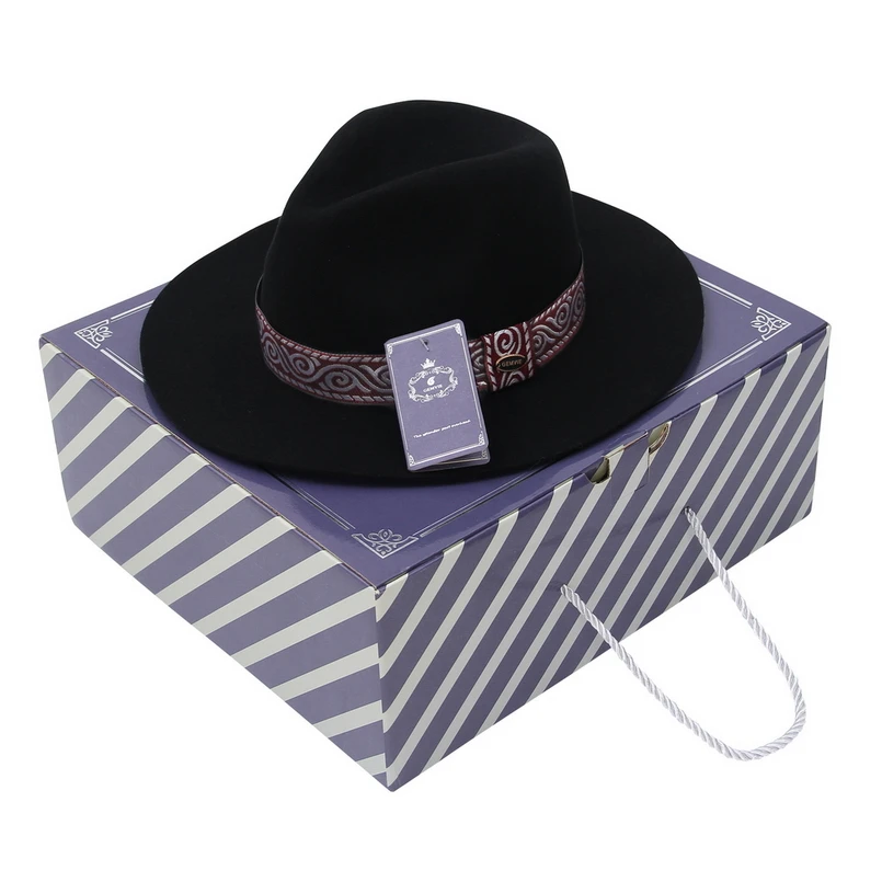 GEMVIE с широкими полями 100% шерсть женская шляпа Fedora зимняя фетровая шапочка
