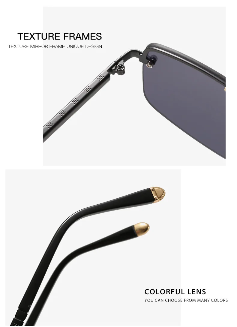 

Fashion Square Sunglasses Women Rimless Glasses Vintage Sunglass Men Luxury Brand Designer Gradient Eyewear Oculos De Sol UV400