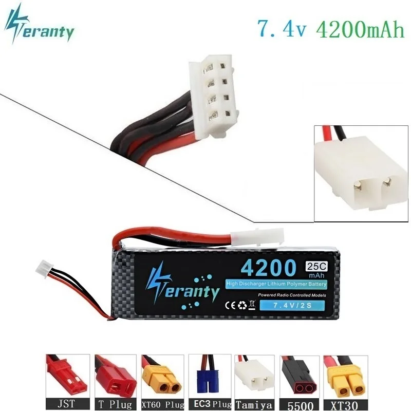 

2S 7.4v 4200mAh LiPo Battery For RC Quadcopter Spare Parts 25C 7.4v Rechargeable Lipo Battery for RC Car Robots Boat toy 2pcs