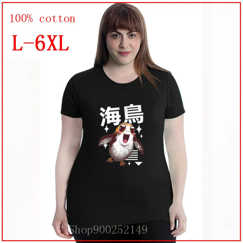 Женские топы размера плюс KKawaii с морскими птицами 4XL 5XL 6XL одежда из 100% хлопка