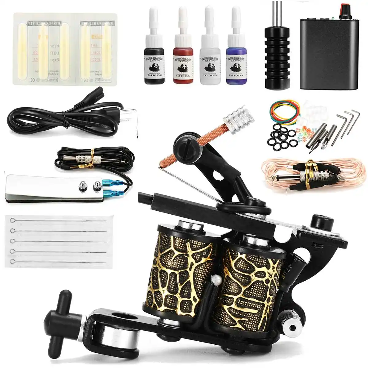 

Tattoo Kit Tattoo Machines Gun With Ink Power Supply Tattoo Grips Tips Body Art Tools Complete Tattoo Set Accessories Supplies