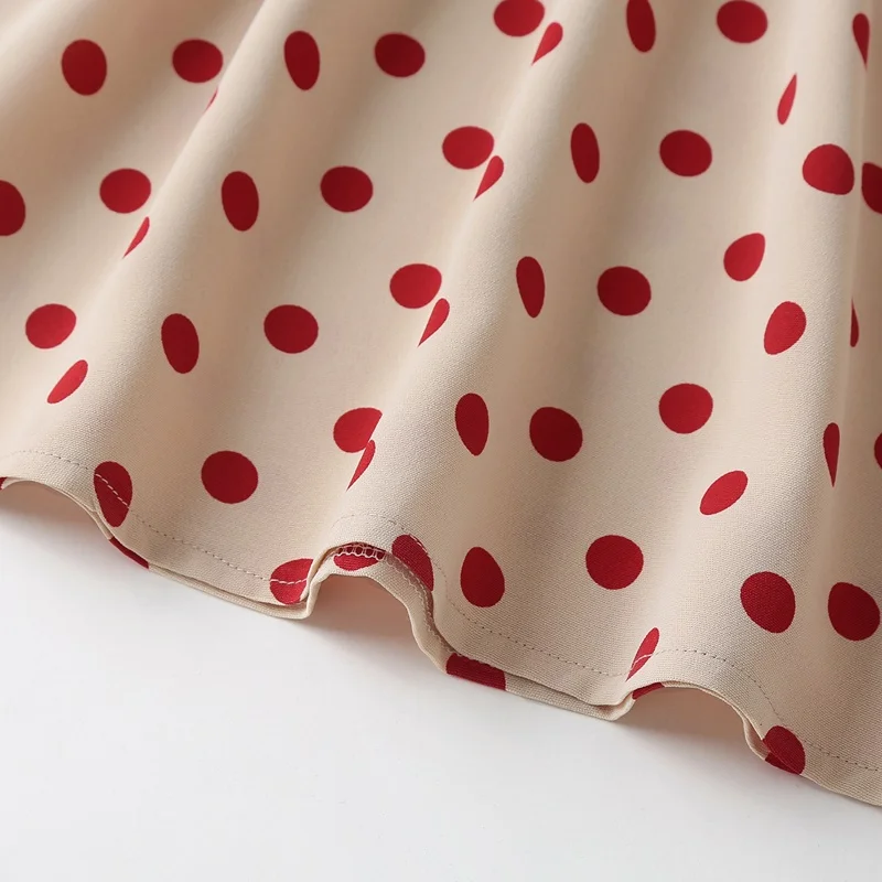 

New Kids Clothes Girl Dress Sweet Dot Print Flying Sleeve V-neck Birthday Party Princess Dresses Fashion Baby Girl Clothes 1-6Y