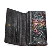 fashion cowhide flower wallet women luxury designer patent leather wallets female clutch ladies 3 fold cowhide hasp wallet