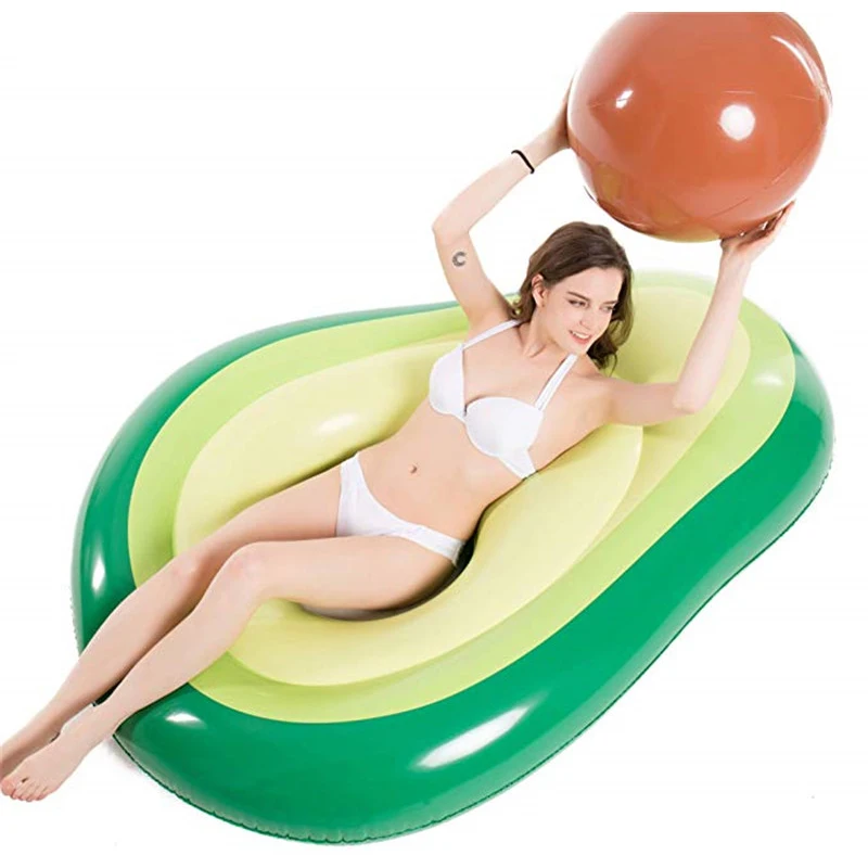 

Inflatable Avocado Pool Float Floatie with Ball Water Fun Large Blow Up Summer Beach Swimming Floaty Party Toys Lounge Raft