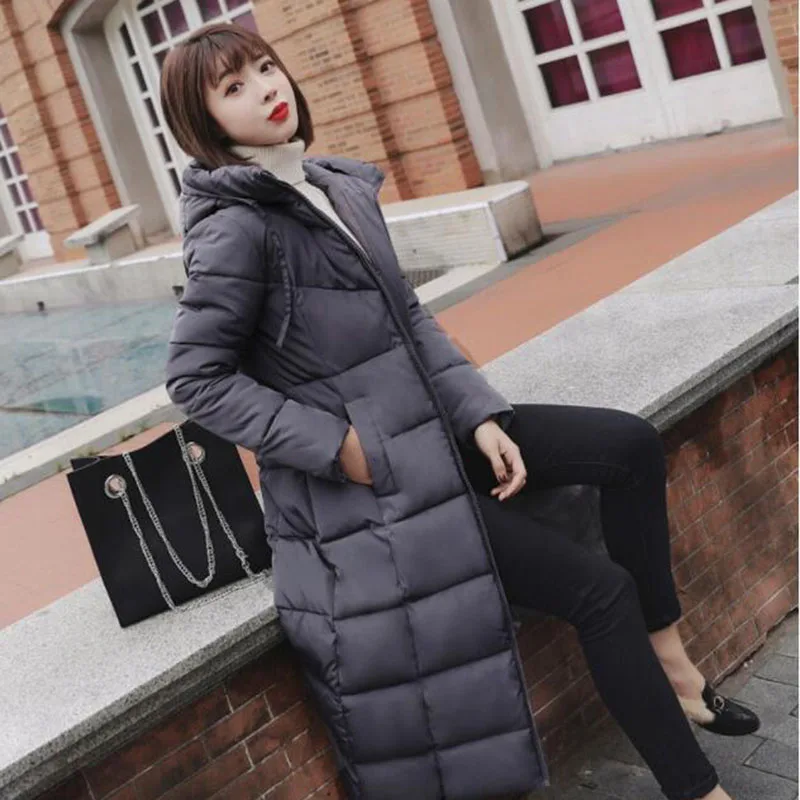 Новинка 2019 года зимнее длинное пальто выше колена однотонная женская одежда из