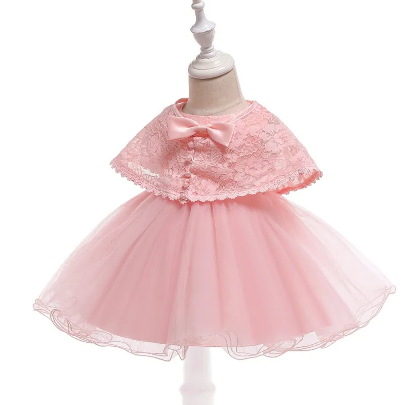 X7948pink Европейские и американские Расширенный ценности совращали Удлиненные платья Крещение платье Детские вечерние кружевное платье свадебная одежда со шляпой - Цвет: X7948pink