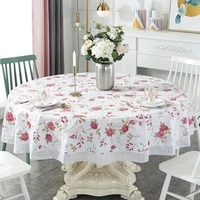 flower style round table cloth pastoral pvc plastic kitchen thick tablecloth oil proof decorative waterproof fabric tables cover