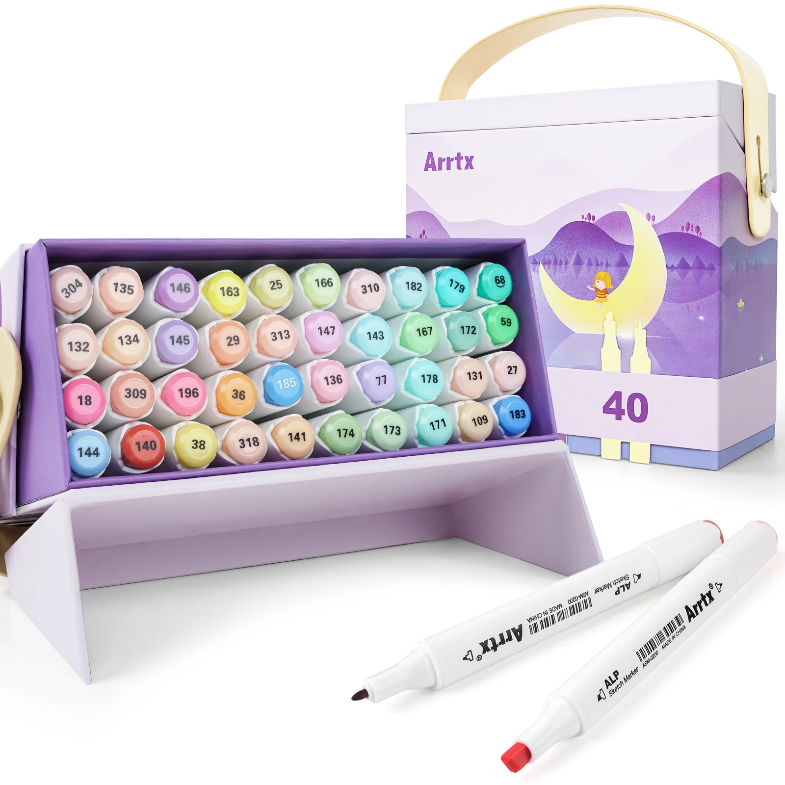 Arrtx ALP 40 Pastel Colors Marker Set Alcohol-based Fresh Colors Stable and Durable Ink Permanent for Anime Illustration Design