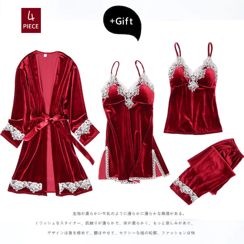 3/4 комплектов фланелевый банный халат одежда для сна кимоно женский сексуальный