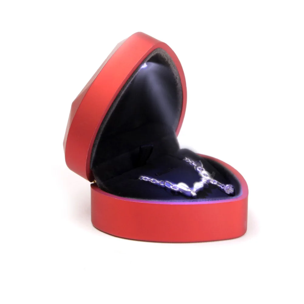 

Heart LED Light Engagement Ring Bracelet Holder Jewelry Display Box Storage Case