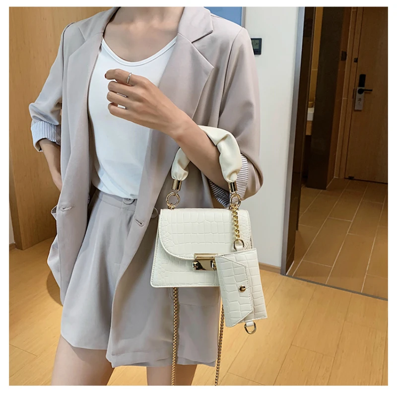 

2PCS Composite Women Bag Tote PU Leather Crossbody Designer Shoulder Bags Chain Luxury Handbag Wallet