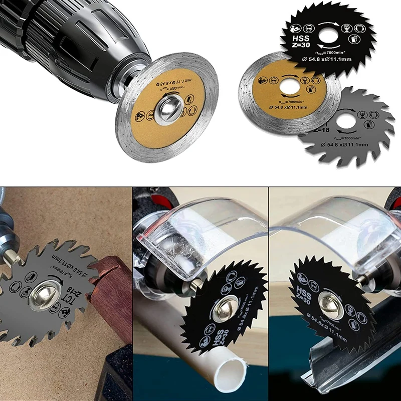 

Circular Saw Blade Set 4Pcs HSS Mini Wood Circular Saw Blade Cutting Blade Rotary Tool Cutting Disc with Shank Mandrel