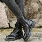 Женские кожаные ботинки с высоким верхом Martins, модная теплая зимняя обувь на осень и зиму, мотоциклетные ботинки Dr., черные ботинки унисекс для пар