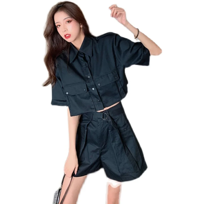 

2021 New Arrival Wide Legs Suit Women Office Set Short Sleeve Blazer Jacket High Waist Summer Shorts Suit 2 Piece Set
