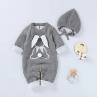 baby rompers 100cotton knitted newborn bebe jumpsuit outfit cute rabbit jumpsuits infant boys girls clothes solid hat one piece