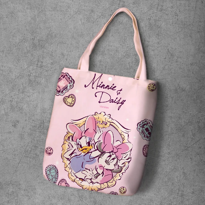 Плюшевый Рюкзак disney, Мультяшные сумки, дамская сумка для покупок, Холщовая Сумка с Микки Маусом и Минни, сумка на плечо, сумки-тоут, розовая сумка с Микки Маусом