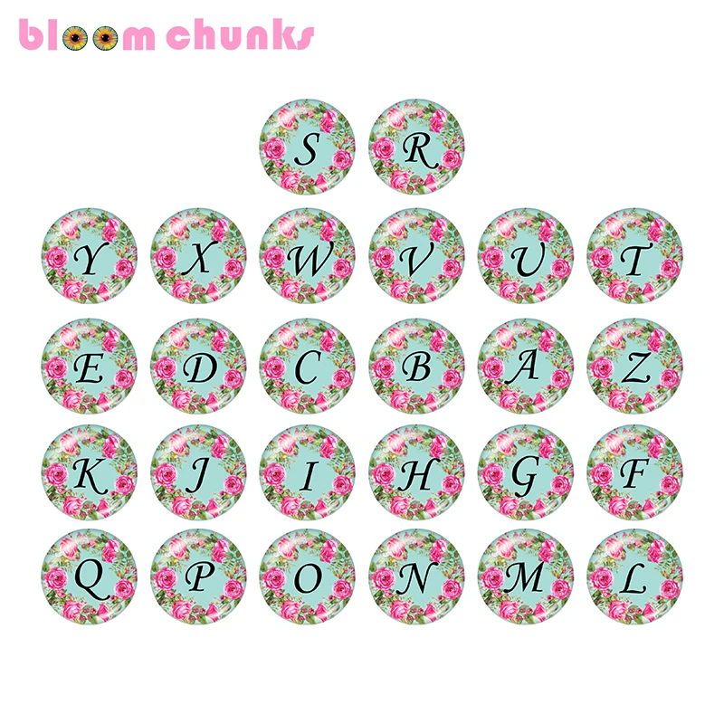 

Alphabet Image printing DIY Round Photo Glass Cabochon 20mm Painted metal snaps Z1021