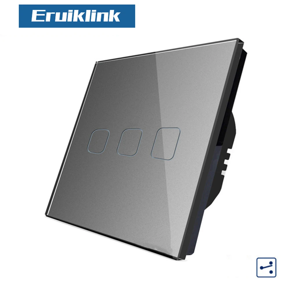 Сенсорный выключатель стеклянная панель из хрусталя 1/2/3 банды 2-сторонний