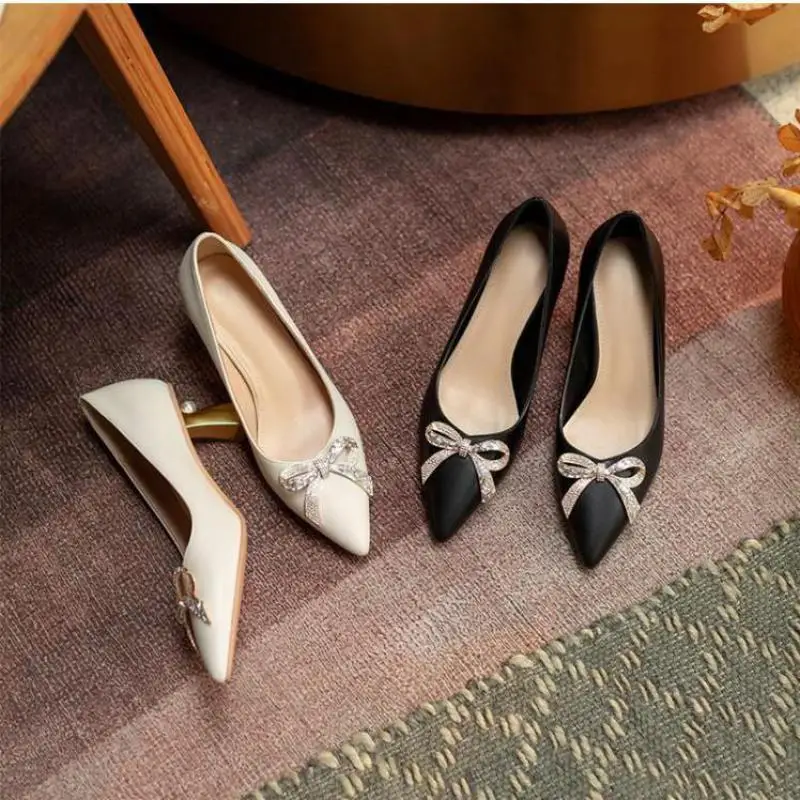 

High Heel Shoes Block Heel Point Toe Pumps Women's Wedding Shoes White Bridesmaid Shoes
