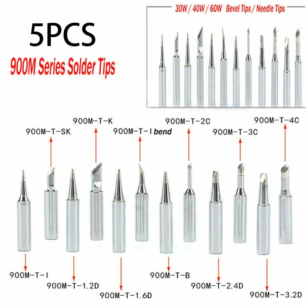 

5pcs 900M-T Copper Soldering Iron Tips Lead-Free Welding Station Tool Sharp Solder Tools Hot Bare Electric Soldering Iron Tip