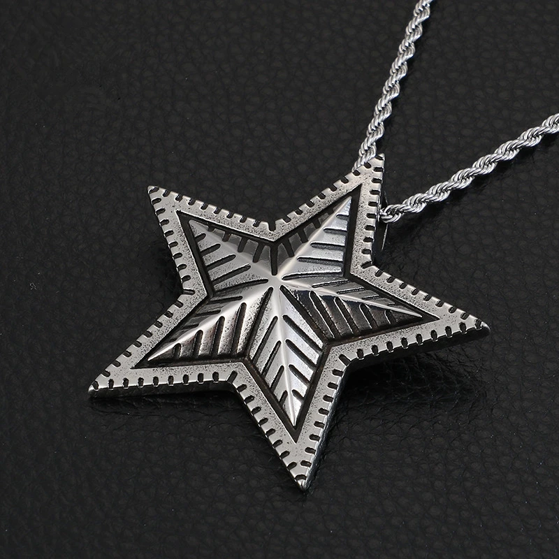 

Fashion Star Pendant Necklace For Men Stainless Steel Pentagram Chain Necklace Vintage Party Jewelry Accessories