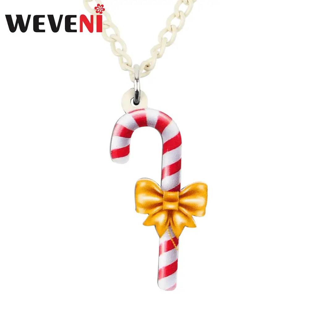 WEVENI акриловый Рождественский милый бантик карамельного тростника чокер