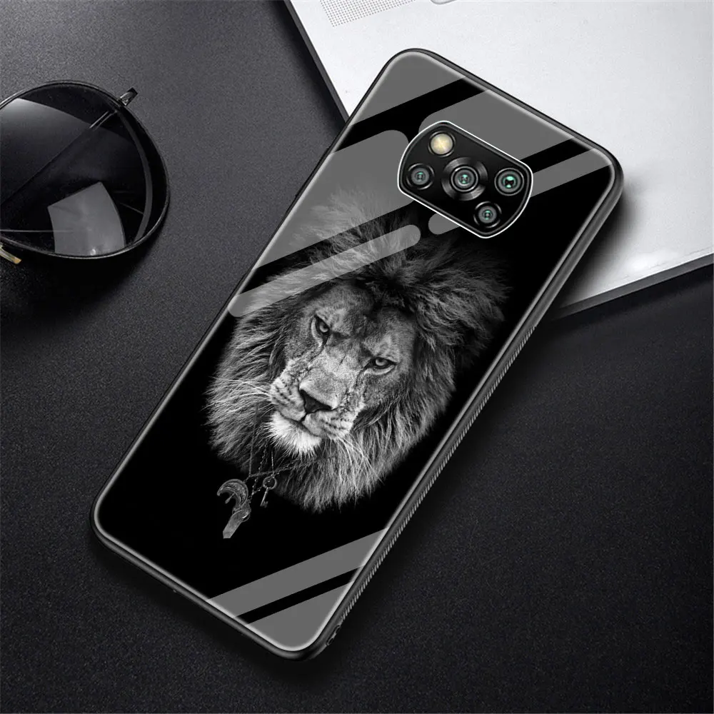 

Wolf, Tiger, Leopard, Lion Cover Case for Xiaomi Mi Poco X3 NFC Note 10 Lite 9T 10T Pro CC9E 10S Tempered Glass Soft Edge Shell