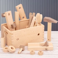 simulation repair carpenter tool wooden toolbox pretend play set montessori children toy for boys nut disassembly screw assembly