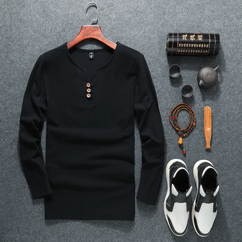 

Top Linen men big v-neck t shirt Top Quality autumn solid T Shirts Casual T Shirt Men Brand T-shirt Tee Shirt Plus Size M-9XL