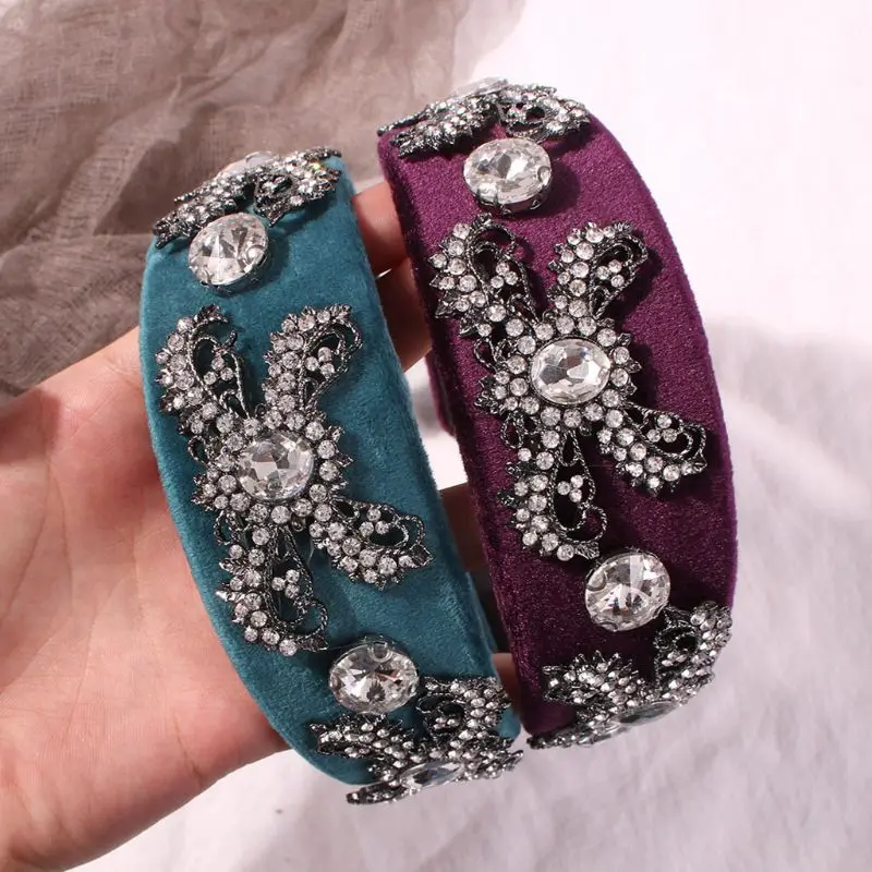 Барокко очарование бархат широкий ободок для женщин Винтаж дворец Имитация