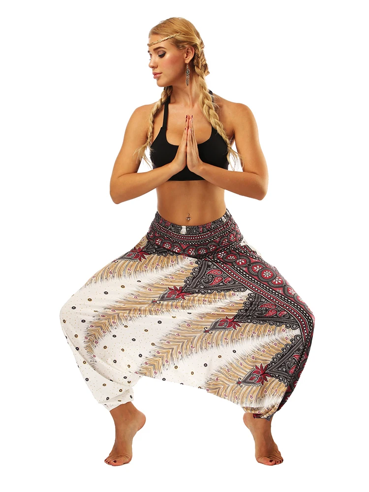 Повседневные свободные штаны для фитнеса брюки тайские шаровары богемный