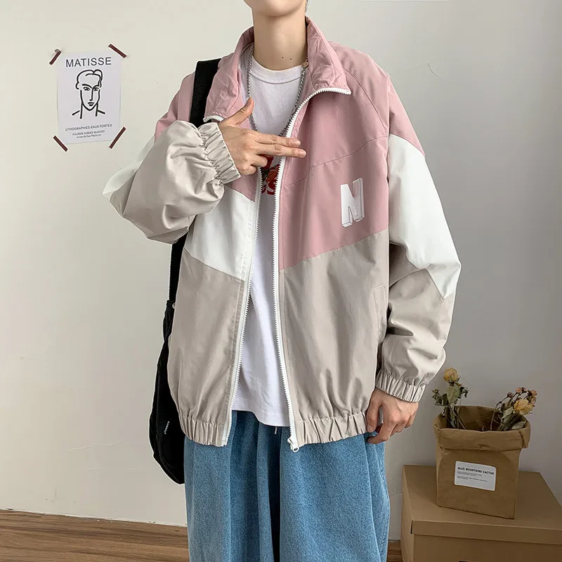 

Бейсбольная Униформа с цветным блоком, модная брендовая мешковатая Повседневная куртка в стиле Ins, модная универсальная Студенческая куртк...