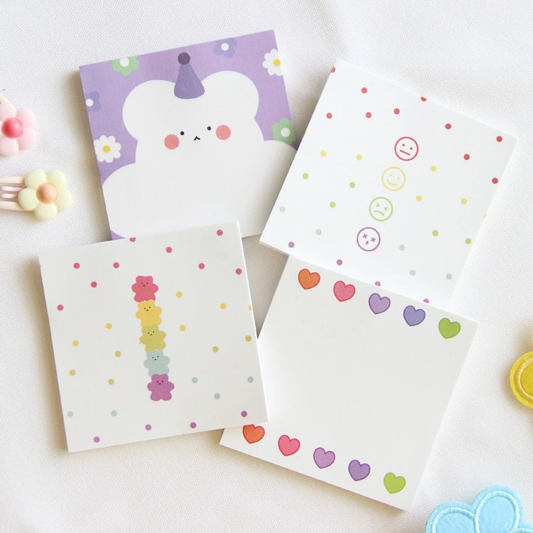 

50 Sheets INS Love Bear Notebook Simple Flower Fresh Notes Portable Pocket Word Book Stationery Kawaii Memo Pad Stationery