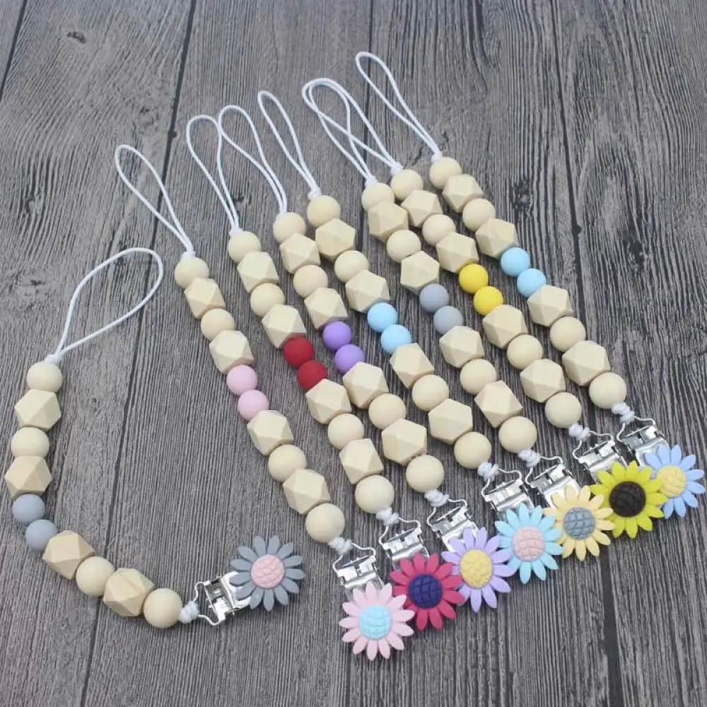 

New Silicone and Sunflower Pacifier Clip Dummy Clip Gift Cute Soother Chains baby Teething Toy Infant Soother Nipple Strap Chain