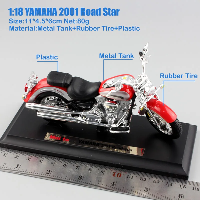 2001RoadStar 1/18 масштабные детские мини металлические Литые под давлением YAMAHA 2001 Road Star Silverado touring cruiser модели мотоциклов Коллекция игрушек для детей - Цвет: 2001RoadStar