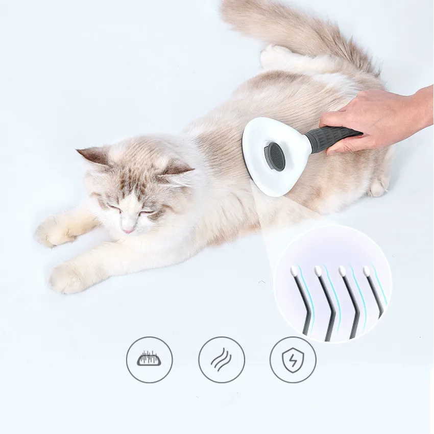 Automatic Self-Cleaning Stainless Steel Pet Brush for Dogs and Cats - One-Button Hair Removal Comb image 3