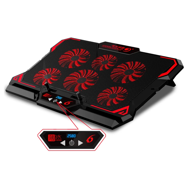 

Gaming Laptop Cooler Notebook Cooling Pad 6 Silent Red/Blue LED Fans Powerful Air Flow Portable Adjustable Laptop Stand