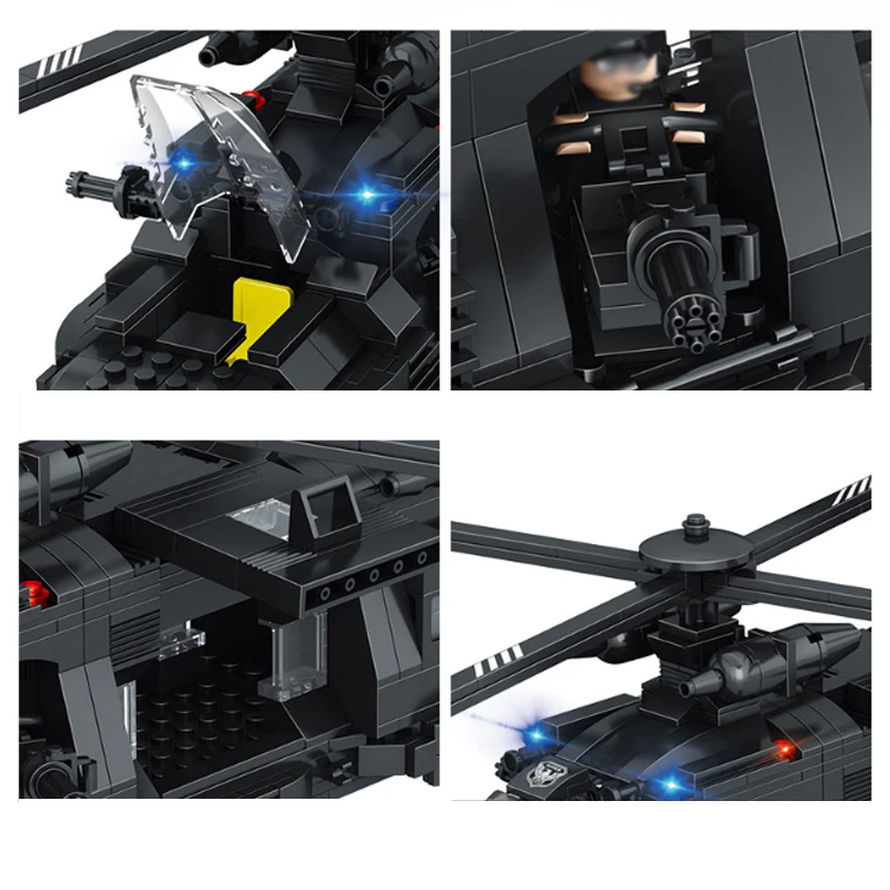 

SWAT Team Large Model Building Blocks Kits Transport Helicopter SWAT City Police Bricks Toys for Children Kids Gift