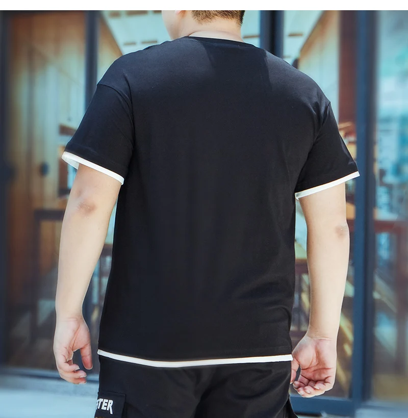 Уличная мужская японская футболка с карманом большие размеры мужские хлопковые