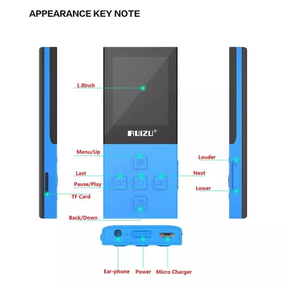 2021 Bluetooth 4 0 MP3 RUIZU X18 спортивный плеер с 8G возможностью воспроизведения 100 часов