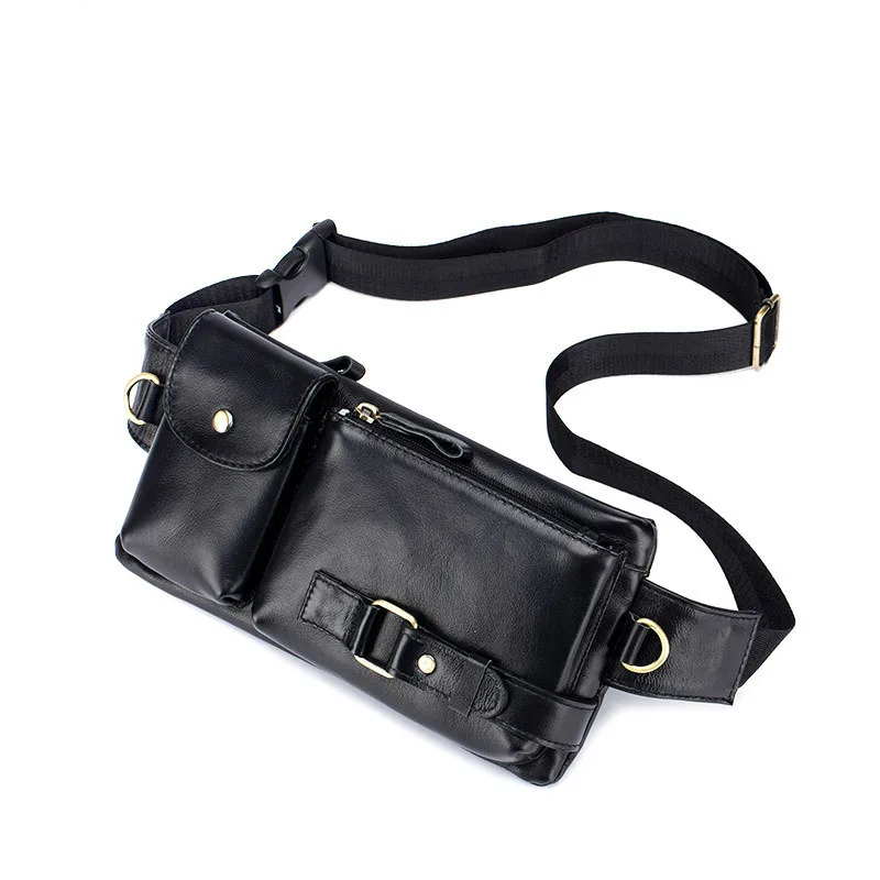 

Men's Fashion Crossbody Bag Theftproof Genuine Leather Chest Bags Multifunctional Men Shoulder Bags Waist Pack Cell Phone Pocket