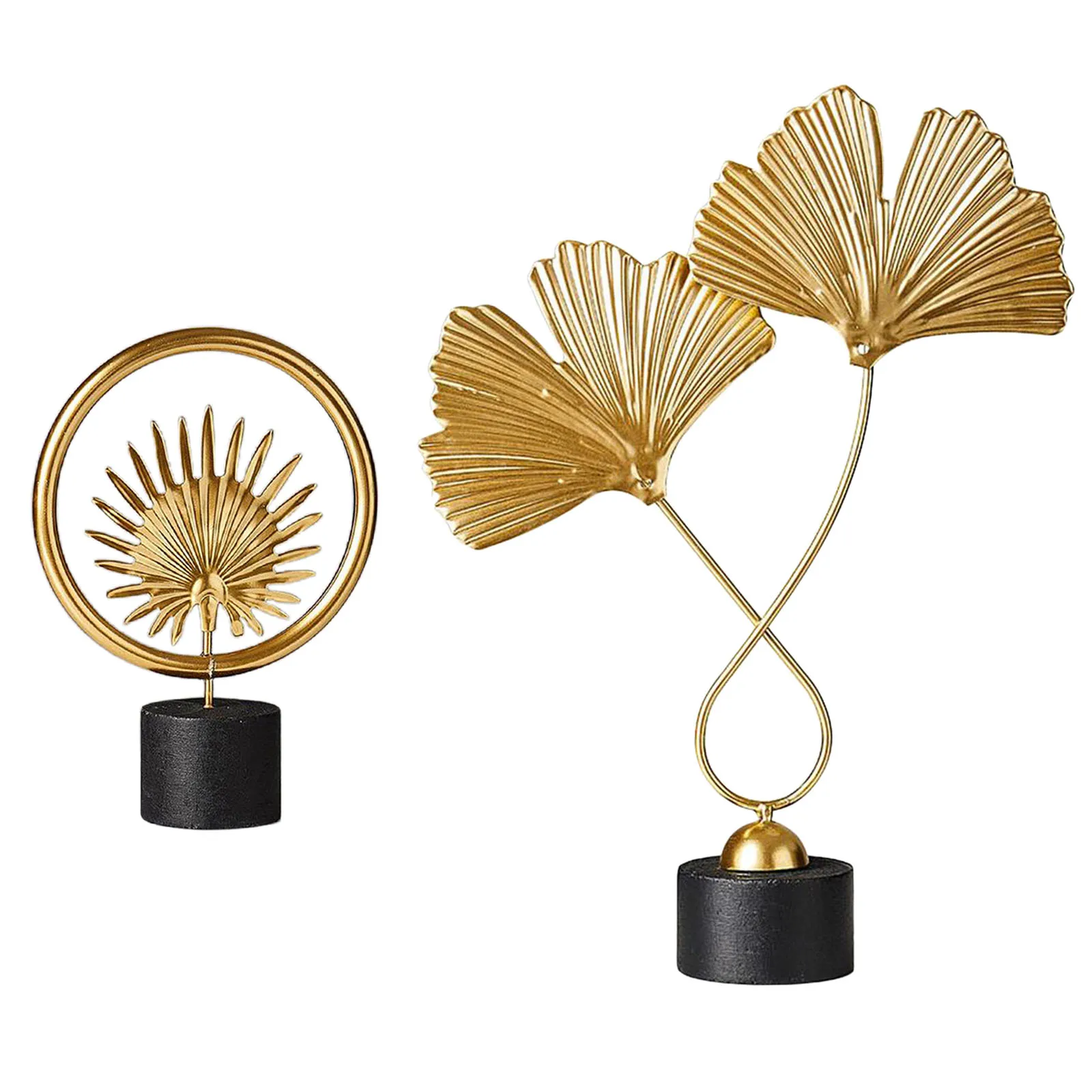 

2 Pieces Leaves Sculpture Ornament Figurine Statue Desktop Table Artwork