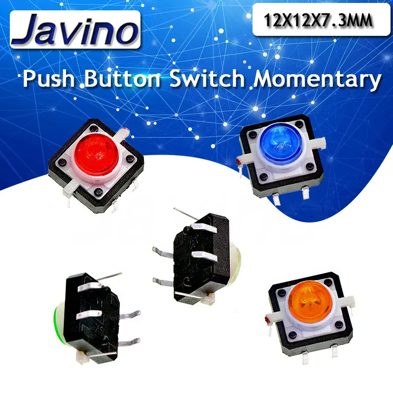 12 * led small 4-pin reset button microswitch with red yellow blue green and white lights Switch Momentary | Обустройство дома