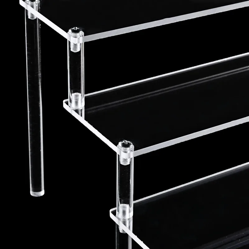 

Clear Acrylic Three Stair Craft Display Stand Story Doll Jewelry Cosmetics Display Stand Rack With Screwdriver