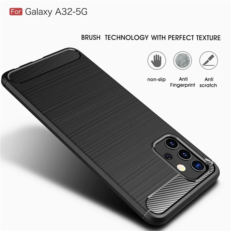 For Fundas Samsung Galaxy A32 Case For Samsung A32 Cover Phone Bumper Shockproof Soft Carbon Fiber Cover For Samsung A32 Capas