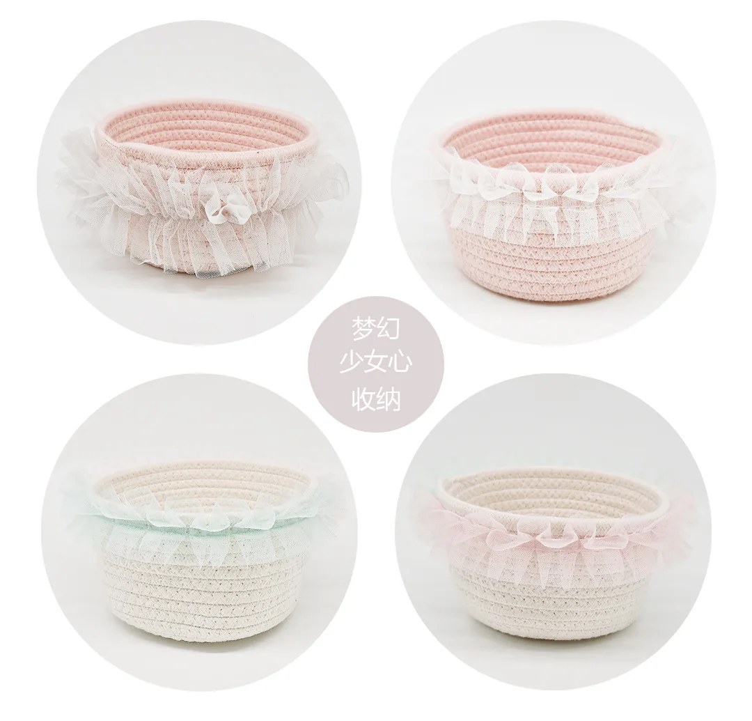 Детская настольная корзина для мелочей органайзер хлопковая веревка корзины