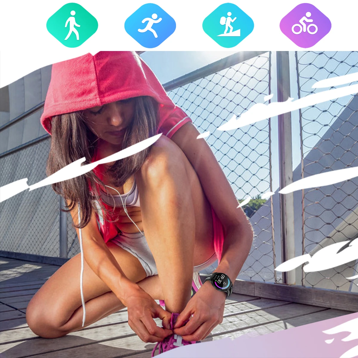 

smart watch 2020 women IP67 waterproof men smartwatch Power Reserve Heart Rate Tracker watches Striped silicone tape