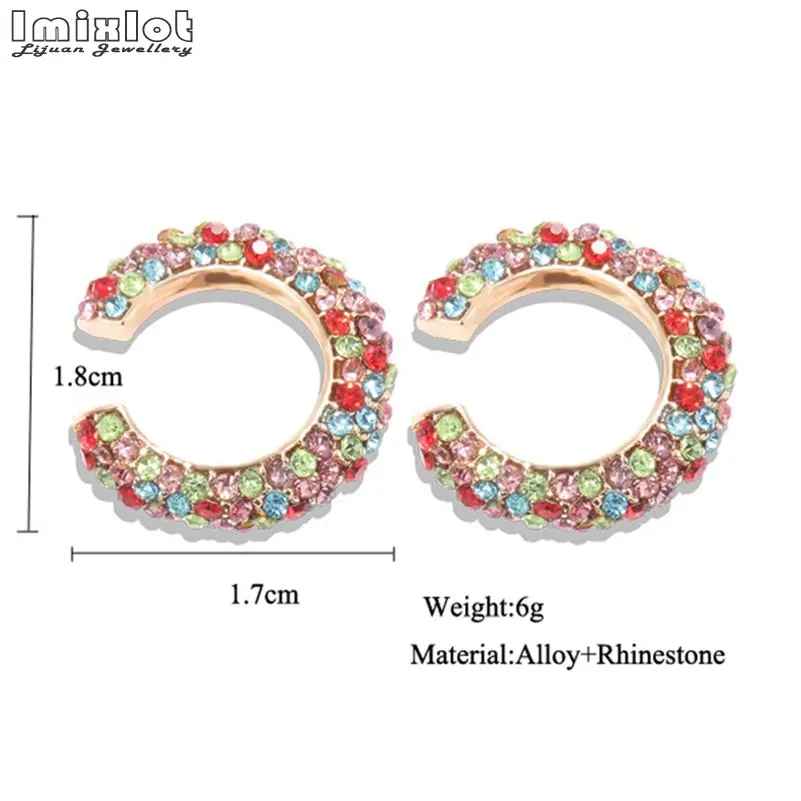 Женские серьги каффы с кристаллами в стиле бохо Разноцветные образной формы