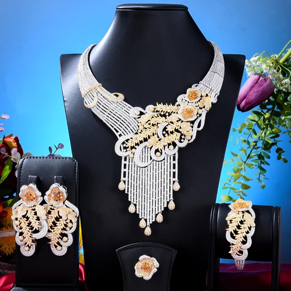 Missvikki Luxury Bold Big African Jewelry Sets Nigerian Wedding DUBAI Beads Bridal Jewellery Set Cubic Zircon Jewelry Sets